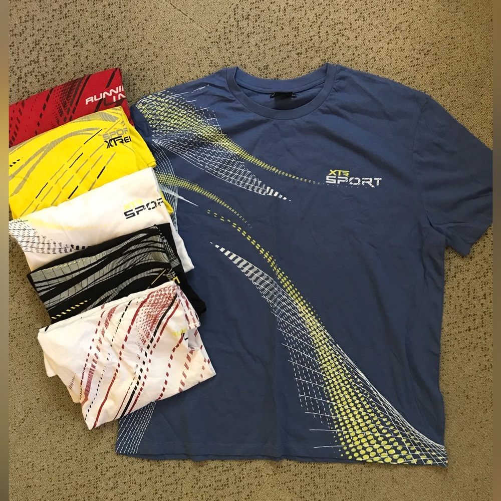 Men’s Blue Graphic Athletic Tee 6 pack
